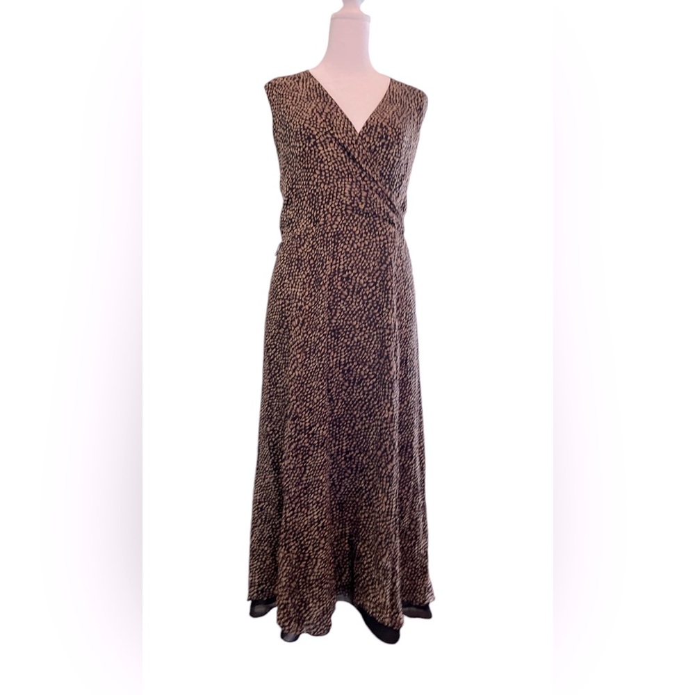 Talbots Pure Silk Dress Geometric Print Faux Wrap Lined  Dress Sz 8